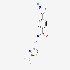 molecular formula C19H25N3OS B5377099 N-[2-(2-isopropyl-1,3-thiazol-4-yl)ethyl]-4-(3-pyrrolidinyl)benzamide hydrochloride 