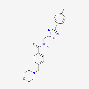 molecular formula C23H26N4O3 B5377109 N-methyl-N-{[3-(4-methylphenyl)-1,2,4-oxadiazol-5-yl]methyl}-4-(4-morpholinylmethyl)benzamide 