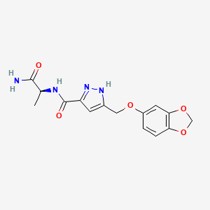 molecular formula C15H16N4O5 B5377120 N-[(1S)-2-amino-1-methyl-2-oxoethyl]-5-[(1,3-benzodioxol-5-yloxy)methyl]-1H-pyrazole-3-carboxamide 