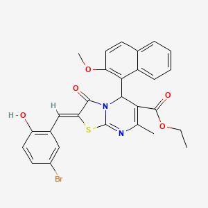 molecular formula C28H23BrN2O5S B5377126 ethyl 2-(5-bromo-2-hydroxybenzylidene)-5-(2-methoxy-1-naphthyl)-7-methyl-3-oxo-2,3-dihydro-5H-[1,3]thiazolo[3,2-a]pyrimidine-6-carboxylate 