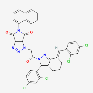 molecular formula C36H26Cl4N6O3 B5377139 1-{2-[7-(2,4-dichlorobenzylidene)-3-(2,4-dichlorophenyl)-3,3a,4,5,6,7-hexahydro-2H-indazol-2-yl]-2-oxoethyl}-5-(1-naphthyl)-3a,6a-dihydropyrrolo[3,4-d][1,2,3]triazole-4,6(1H,5H)-dione 
