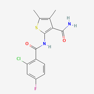 molecular formula C14H12ClFN2O2S B5377199 2-[(2-chloro-4-fluorobenzoyl)amino]-4,5-dimethyl-3-thiophenecarboxamide 