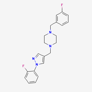 molecular formula C21H22F2N4 B5377231 1-(3-fluorobenzyl)-4-{[1-(2-fluorophenyl)-1H-pyrazol-4-yl]methyl}piperazine 