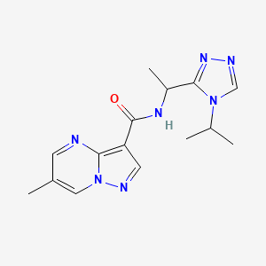 molecular formula C15H19N7O B5377271 N-[1-(4-isopropyl-4H-1,2,4-triazol-3-yl)ethyl]-6-methylpyrazolo[1,5-a]pyrimidine-3-carboxamide 