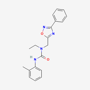 molecular formula C19H20N4O2 B5377278 N-ethyl-N'-(2-methylphenyl)-N-[(3-phenyl-1,2,4-oxadiazol-5-yl)methyl]urea 