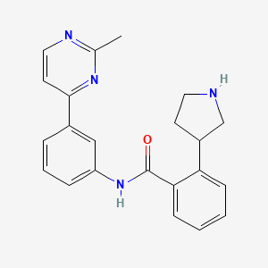 molecular formula C22H22N4O B5377309 N-[3-(2-methyl-4-pyrimidinyl)phenyl]-2-(3-pyrrolidinyl)benzamide 
