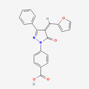 molecular formula C21H14N2O4 B5377313 4-[4-(2-furylmethylene)-5-oxo-3-phenyl-4,5-dihydro-1H-pyrazol-1-yl]benzoic acid 