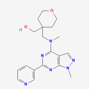 molecular formula C19H24N6O2 B5377335 [4-({methyl[1-methyl-6-(3-pyridinyl)-1H-pyrazolo[3,4-d]pyrimidin-4-yl]amino}methyl)tetrahydro-2H-pyran-4-yl]methanol 