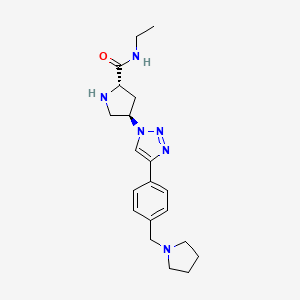 molecular formula C20H28N6O B5377368 (4R)-N-ethyl-4-{4-[4-(1-pyrrolidinylmethyl)phenyl]-1H-1,2,3-triazol-1-yl}-L-prolinamide dihydrochloride 