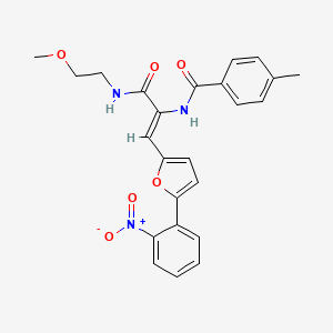 molecular formula C24H23N3O6 B5377382 N-{1-{[(2-methoxyethyl)amino]carbonyl}-2-[5-(2-nitrophenyl)-2-furyl]vinyl}-4-methylbenzamide 