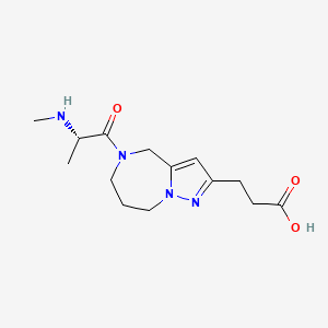 molecular formula C14H22N4O3 B5377415 3-[5-(N-methyl-L-alanyl)-5,6,7,8-tetrahydro-4H-pyrazolo[1,5-a][1,4]diazepin-2-yl]propanoic acid 