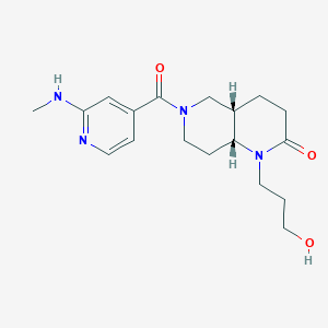 molecular formula C18H26N4O3 B5377431 (4aS*,8aR*)-1-(3-hydroxypropyl)-6-[2-(methylamino)isonicotinoyl]octahydro-1,6-naphthyridin-2(1H)-one 