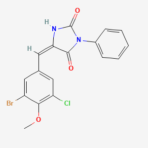 molecular formula C17H12BrClN2O3 B5377454 (5E)-5-[(3-bromo-5-chloro-4-methoxyphenyl)methylidene]-3-phenylimidazolidine-2,4-dione 