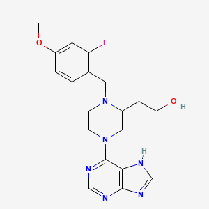 molecular formula C19H23FN6O2 B5377555 2-[1-(2-fluoro-4-methoxybenzyl)-4-(9H-purin-6-yl)-2-piperazinyl]ethanol 