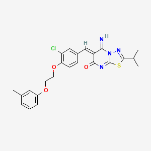molecular formula C24H23ClN4O3S B5377556 6-{3-chloro-4-[2-(3-methylphenoxy)ethoxy]benzylidene}-5-imino-2-isopropyl-5,6-dihydro-7H-[1,3,4]thiadiazolo[3,2-a]pyrimidin-7-one 