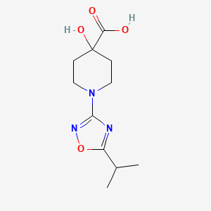 molecular formula C11H17N3O4 B5377592 4-hydroxy-1-(5-isopropyl-1,2,4-oxadiazol-3-yl)piperidine-4-carboxylic acid 