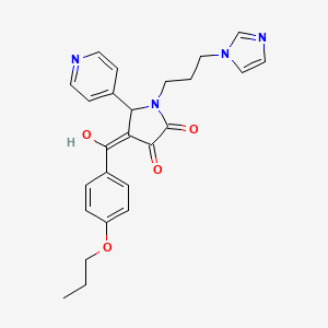 molecular formula C25H26N4O4 B5377614 3-hydroxy-1-[3-(1H-imidazol-1-yl)propyl]-4-(4-propoxybenzoyl)-5-(4-pyridinyl)-1,5-dihydro-2H-pyrrol-2-one 