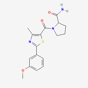 molecular formula C17H19N3O3S B5377619 1-{[2-(3-methoxyphenyl)-4-methyl-1,3-thiazol-5-yl]carbonyl}prolinamide 