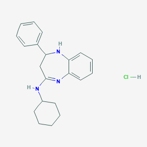 molecular formula C21H26ClN3 B537762 N-环己基-2-苯基-2,3-二氢-1H-1,5-苯并二氮杂卓-4-胺；盐酸盐 