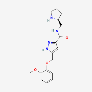 molecular formula C17H22N4O3 B5377647 5-[(2-methoxyphenoxy)methyl]-N-[(2S)-pyrrolidin-2-ylmethyl]-1H-pyrazole-3-carboxamide 