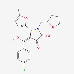 molecular formula C21H20ClNO5 B5377649 4-(4-chlorobenzoyl)-3-hydroxy-5-(5-methyl-2-furyl)-1-(tetrahydro-2-furanylmethyl)-1,5-dihydro-2H-pyrrol-2-one 