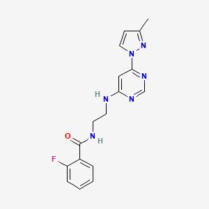 2-fluoro-N-(2-{[6-(3-methyl-1H-pyrazol-1-yl)-4-pyrimidinyl]amino}ethyl)benzamide