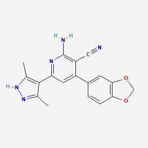 molecular formula C18H15N5O2 B5377779 2-amino-4-(1,3-benzodioxol-5-yl)-6-(3,5-dimethyl-1H-pyrazol-4-yl)nicotinonitrile 