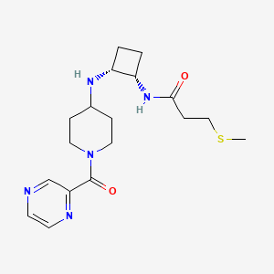 molecular formula C18H27N5O2S B5377789 3-(methylthio)-N-((1S*,2R*)-2-{[1-(2-pyrazinylcarbonyl)-4-piperidinyl]amino}cyclobutyl)propanamide 