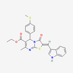 molecular formula C26H23N3O3S2 B5377866 ethyl 2-(1H-indol-3-ylmethylene)-7-methyl-5-[4-(methylthio)phenyl]-3-oxo-2,3-dihydro-5H-[1,3]thiazolo[3,2-a]pyrimidine-6-carboxylate 