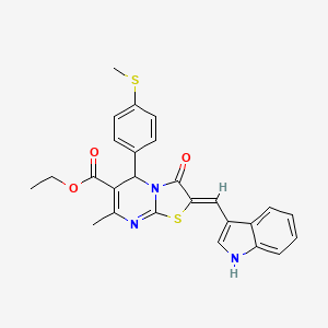 ethyl 2-(1H-indol-3-ylmethylene)-7-methyl-5-[4-(methylthio)phenyl]-3-oxo-2,3-dihydro-5H-[1,3]thiazolo[3,2-a]pyrimidine-6-carboxylate