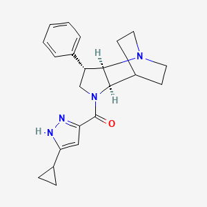 molecular formula C22H26N4O B5377942 (2R*,3S*,6R*)-5-[(3-cyclopropyl-1H-pyrazol-5-yl)carbonyl]-3-phenyl-1,5-diazatricyclo[5.2.2.0~2,6~]undecane 
