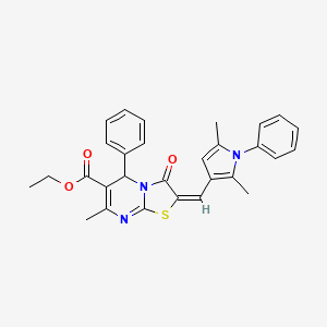 molecular formula C29H27N3O3S B5377954 ethyl 2-[(2,5-dimethyl-1-phenyl-1H-pyrrol-3-yl)methylene]-7-methyl-3-oxo-5-phenyl-2,3-dihydro-5H-[1,3]thiazolo[3,2-a]pyrimidine-6-carboxylate 