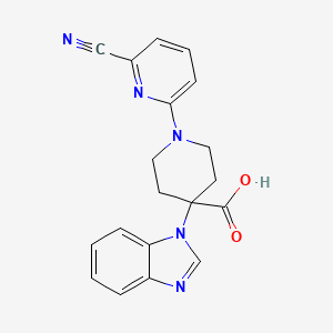 molecular formula C19H17N5O2 B5377977 4-(1H-benzimidazol-1-yl)-1-(6-cyanopyridin-2-yl)piperidine-4-carboxylic acid 