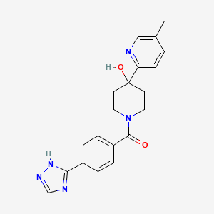 molecular formula C20H21N5O2 B5377990 4-(5-methylpyridin-2-yl)-1-[4-(1H-1,2,4-triazol-3-yl)benzoyl]piperidin-4-ol 