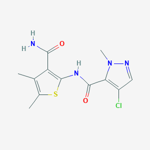 molecular formula C12H13ClN4O2S B5377996 N-[3-(aminocarbonyl)-4,5-dimethyl-2-thienyl]-4-chloro-1-methyl-1H-pyrazole-5-carboxamide 