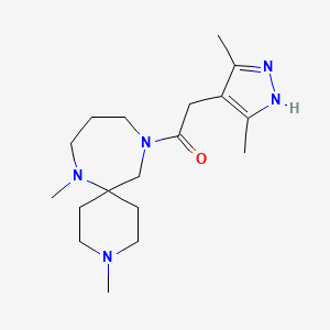 molecular formula C18H31N5O B5378032 11-[(3,5-dimethyl-1H-pyrazol-4-yl)acetyl]-3,7-dimethyl-3,7,11-triazaspiro[5.6]dodecane 