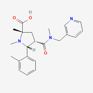 molecular formula C22H27N3O3 B5378058 (2S*,4S*,5R*)-1,2-dimethyl-5-(2-methylphenyl)-4-{[methyl(pyridin-3-ylmethyl)amino]carbonyl}pyrrolidine-2-carboxylic acid 