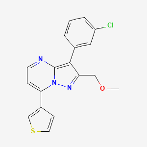 molecular formula C18H14ClN3OS B5378109 3-(3-chlorophenyl)-2-(methoxymethyl)-7-(3-thienyl)pyrazolo[1,5-a]pyrimidine 