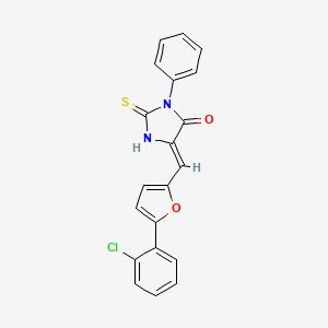 molecular formula C20H13ClN2O2S B5378128 5-{[5-(2-chlorophenyl)-2-furyl]methylene}-3-phenyl-2-thioxo-4-imidazolidinone 