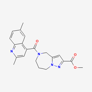 molecular formula C21H22N4O3 B5378131 methyl 5-[(2,6-dimethylquinolin-4-yl)carbonyl]-5,6,7,8-tetrahydro-4H-pyrazolo[1,5-a][1,4]diazepine-2-carboxylate 