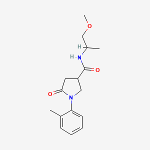 molecular formula C16H22N2O3 B5378197 N-(2-methoxy-1-methylethyl)-1-(2-methylphenyl)-5-oxopyrrolidine-3-carboxamide 