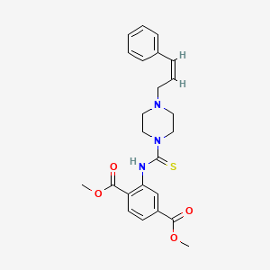 molecular formula C24H27N3O4S B5378221 dimethyl 2-({[4-(3-phenyl-2-propen-1-yl)-1-piperazinyl]carbonothioyl}amino)terephthalate 