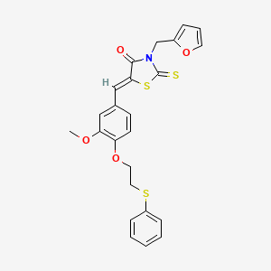 molecular formula C24H21NO4S3 B5378227 3-(2-furylmethyl)-5-{3-methoxy-4-[2-(phenylthio)ethoxy]benzylidene}-2-thioxo-1,3-thiazolidin-4-one 