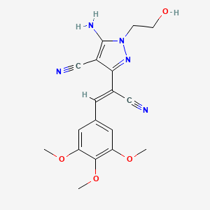 molecular formula C18H19N5O4 B5378244 5-amino-3-[1-cyano-2-(3,4,5-trimethoxyphenyl)vinyl]-1-(2-hydroxyethyl)-1H-pyrazole-4-carbonitrile 