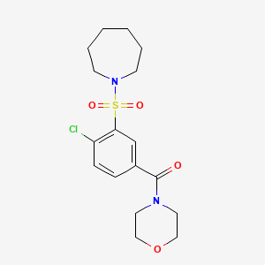 molecular formula C17H23ClN2O4S B5378289 1-{[2-chloro-5-(morpholin-4-ylcarbonyl)phenyl]sulfonyl}azepane 