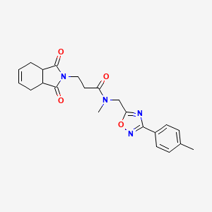 molecular formula C22H24N4O4 B5378298 3-(1,3-dioxo-1,3,3a,4,7,7a-hexahydro-2H-isoindol-2-yl)-N-methyl-N-{[3-(4-methylphenyl)-1,2,4-oxadiazol-5-yl]methyl}propanamide 