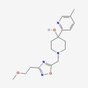 molecular formula C17H24N4O3 B5378319 1-{[3-(2-methoxyethyl)-1,2,4-oxadiazol-5-yl]methyl}-4-(5-methylpyridin-2-yl)piperidin-4-ol 
