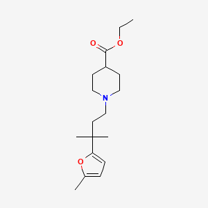 molecular formula C18H29NO3 B5378328 ethyl 1-[3-methyl-3-(5-methyl-2-furyl)butyl]-4-piperidinecarboxylate 
