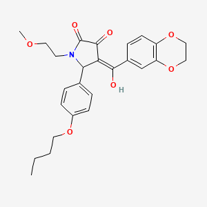 molecular formula C26H29NO7 B5378349 5-(4-butoxyphenyl)-4-(2,3-dihydro-1,4-benzodioxin-6-ylcarbonyl)-3-hydroxy-1-(2-methoxyethyl)-1,5-dihydro-2H-pyrrol-2-one 