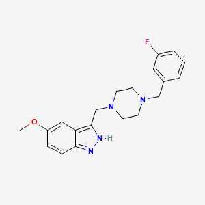 molecular formula C20H23FN4O B5378361 3-{[4-(3-fluorobenzyl)-1-piperazinyl]methyl}-5-methoxy-1H-indazole 